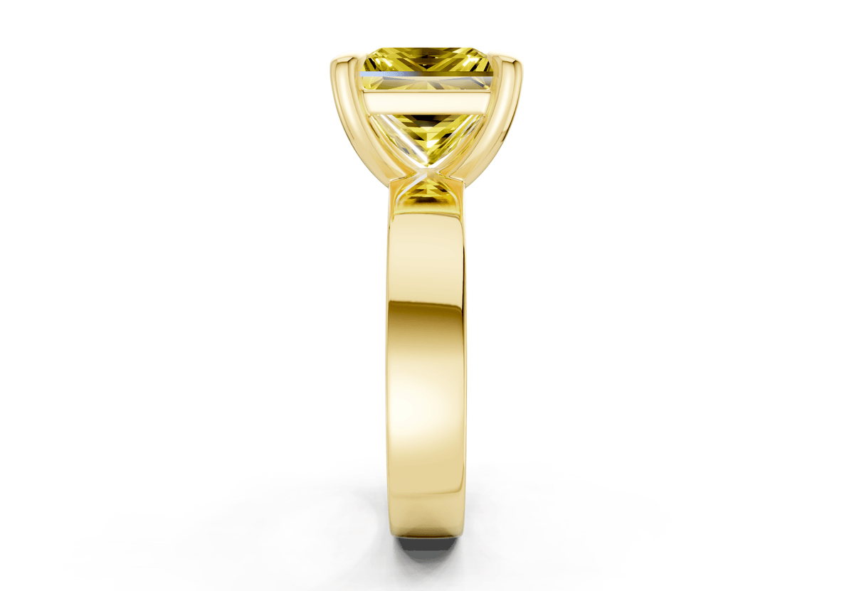 Cascade Yellow Diamond Solitaire Princess Cut 4mm Engagement Ring
