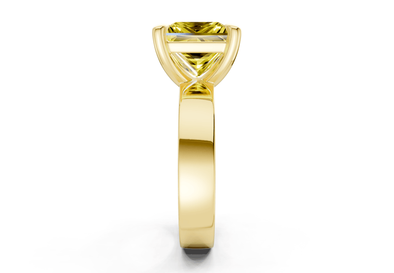 Cascade Yellow Diamond Solitaire Princess Cut 4mm Engagement Ring - Ring Premier
