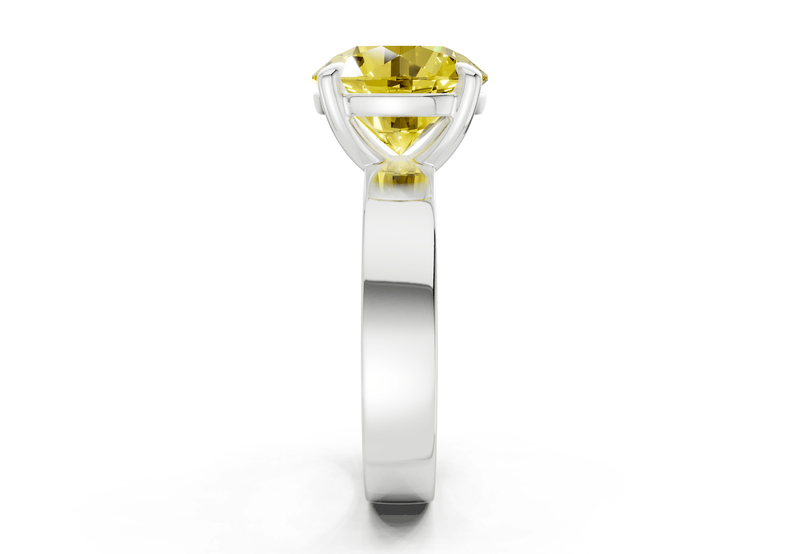 Cascade Yellow Diamond Solitaire Round Cut 4mm Engagement Ring - Ring Premier