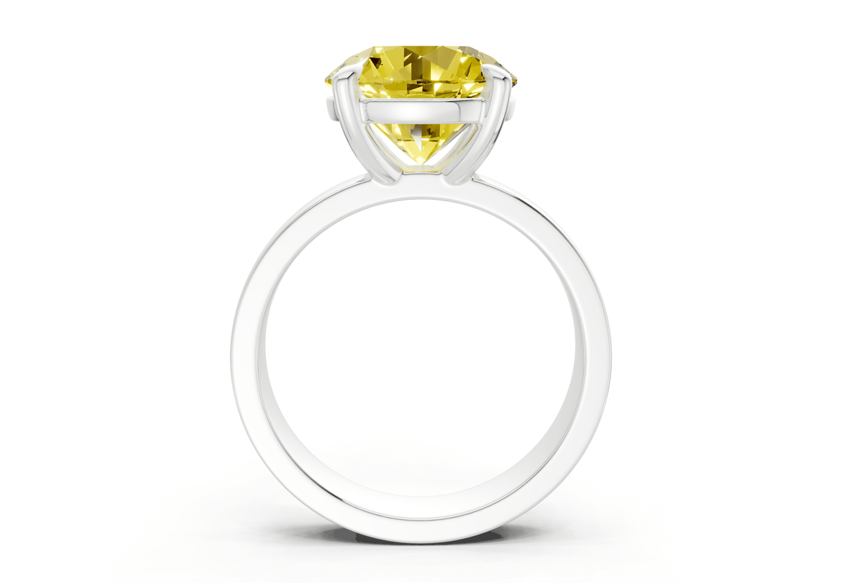 Cascade Yellow Diamond Solitaire Round Cut 4mm Engagement Ring