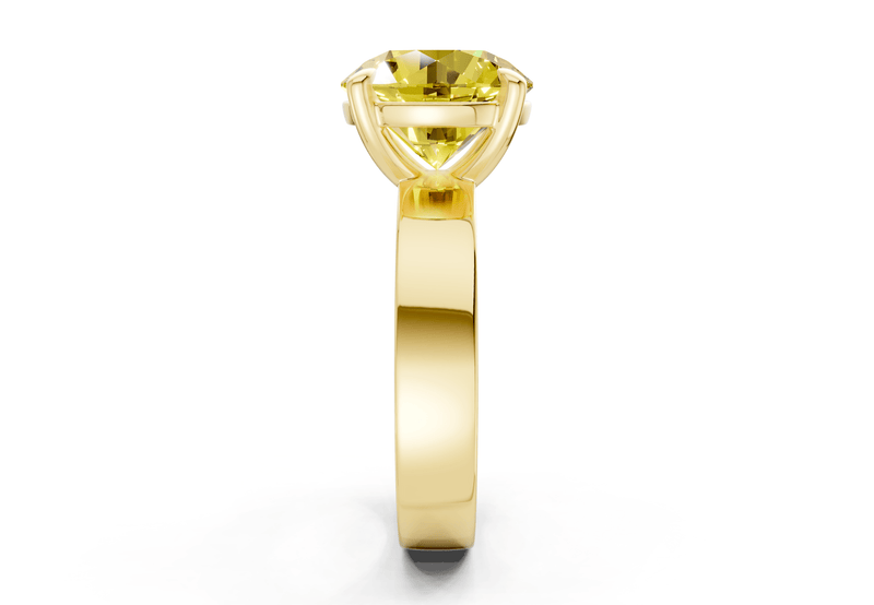 Cascade Yellow Diamond Solitaire Round Cut 4mm Engagement Ring - Ring Premier