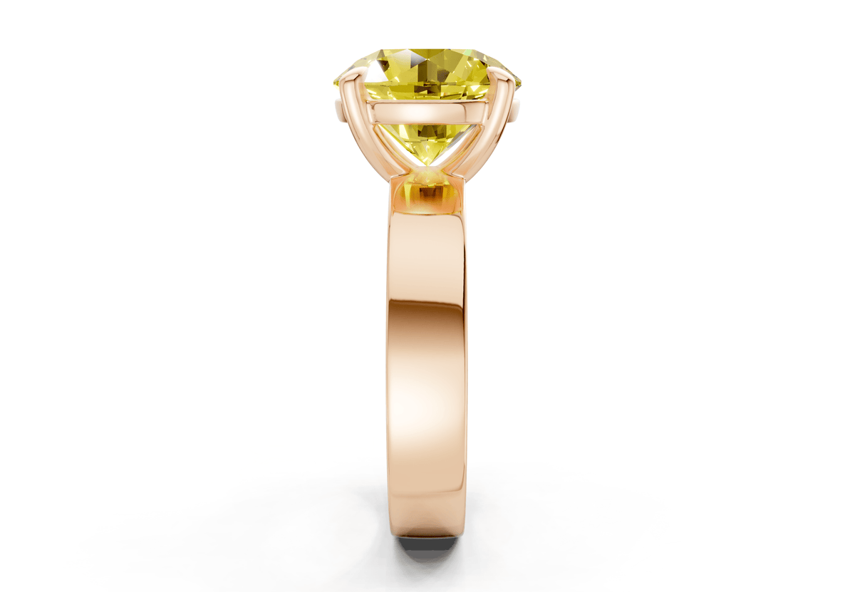 Cascade Yellow Diamond Solitaire Round Cut 4mm Engagement Ring