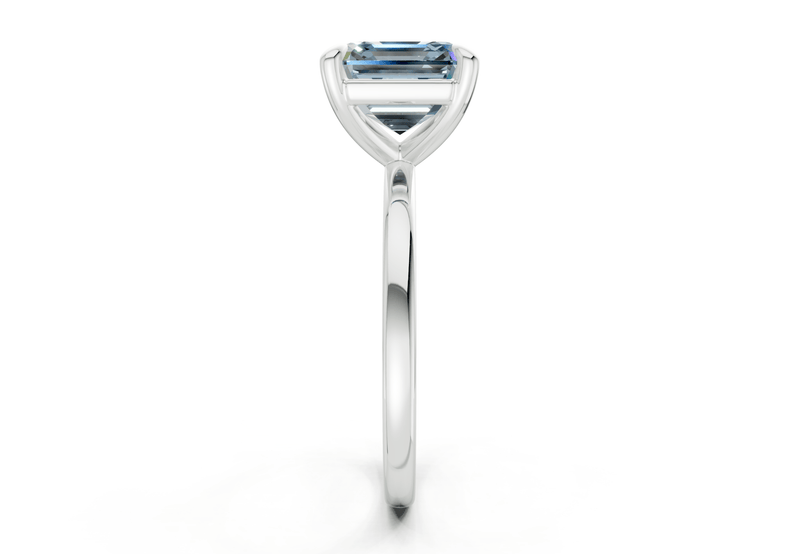 Clementine Blue Diamond Solitaire Asscher Cut 1.8mm Engagement Ring - Ring Premier