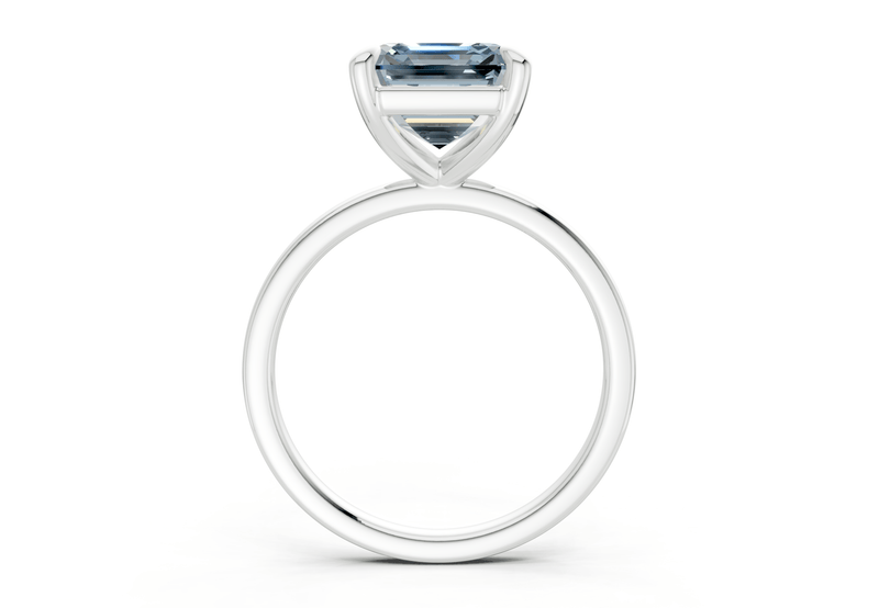 Clementine Blue Diamond Solitaire Asscher Cut 1.8mm Engagement Ring - Ring Premier
