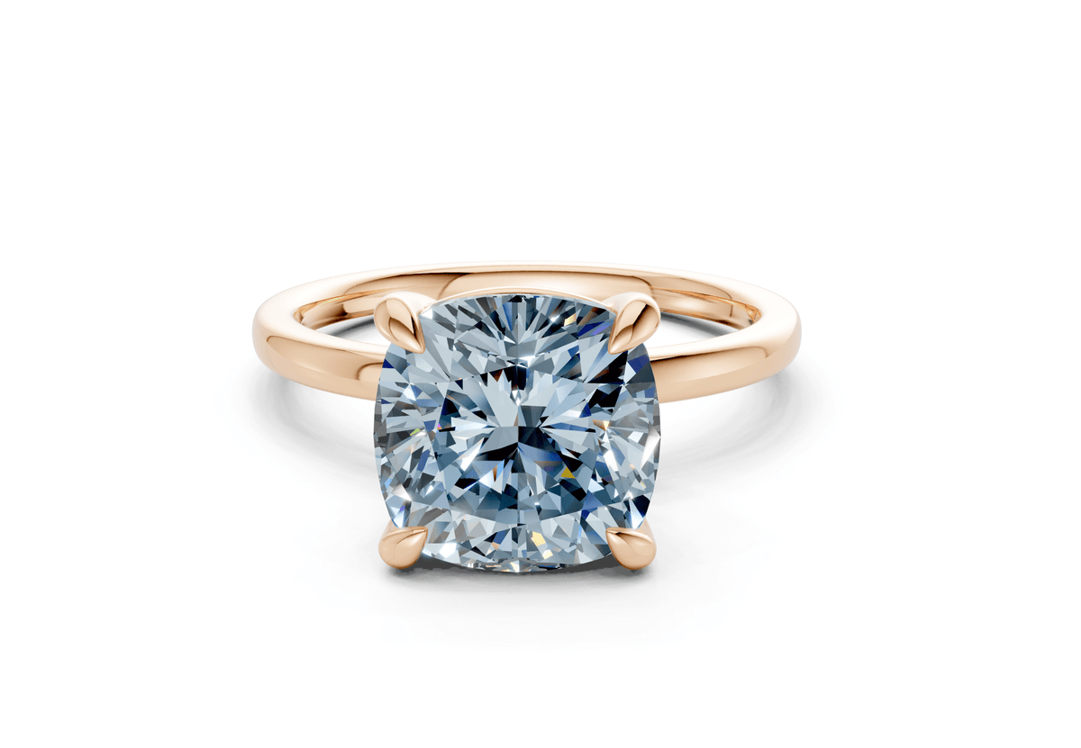 Clementine Blue Diamond Solitaire Cushion Squareuare Cut 1.8mm Engagement Ring