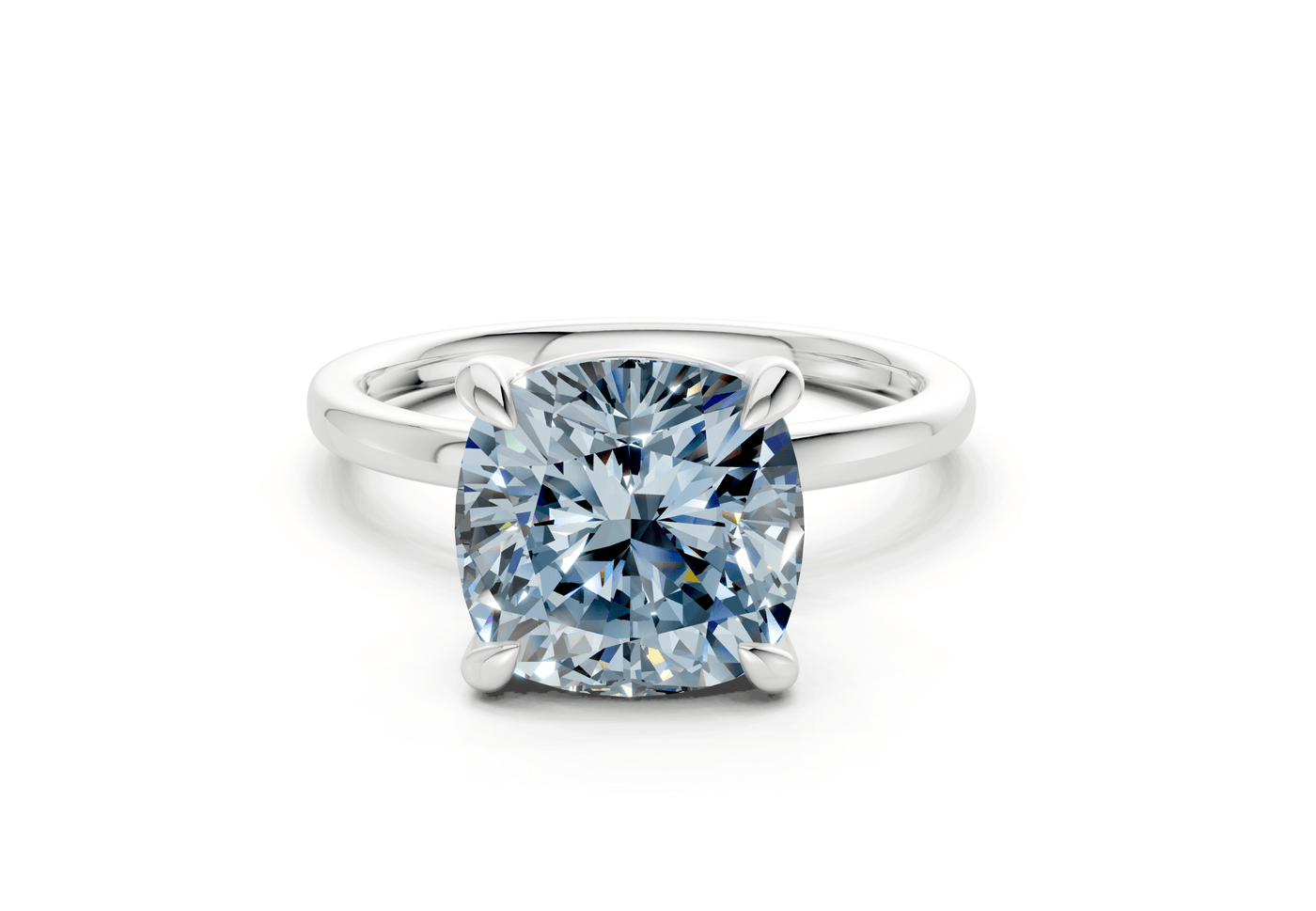 Clementine Blue Diamond Solitaire Cushion Squareuare Cut 1.8mm Engagement Ring