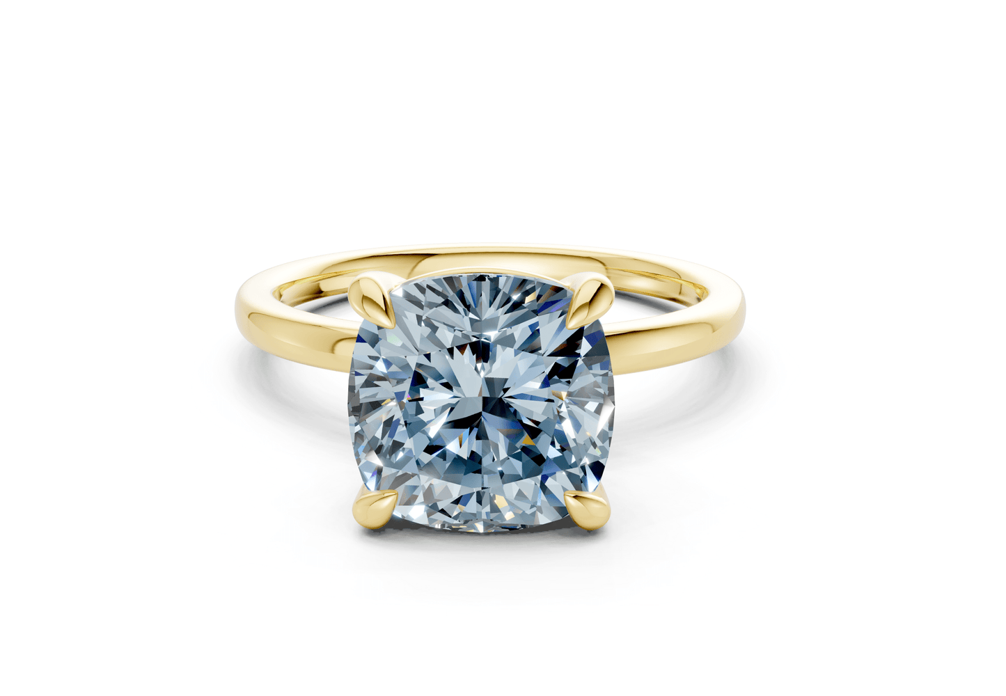 Clementine Blue Diamond Solitaire Cushion Squareuare Cut 1.8mm Engagement Ring - Ring Premier