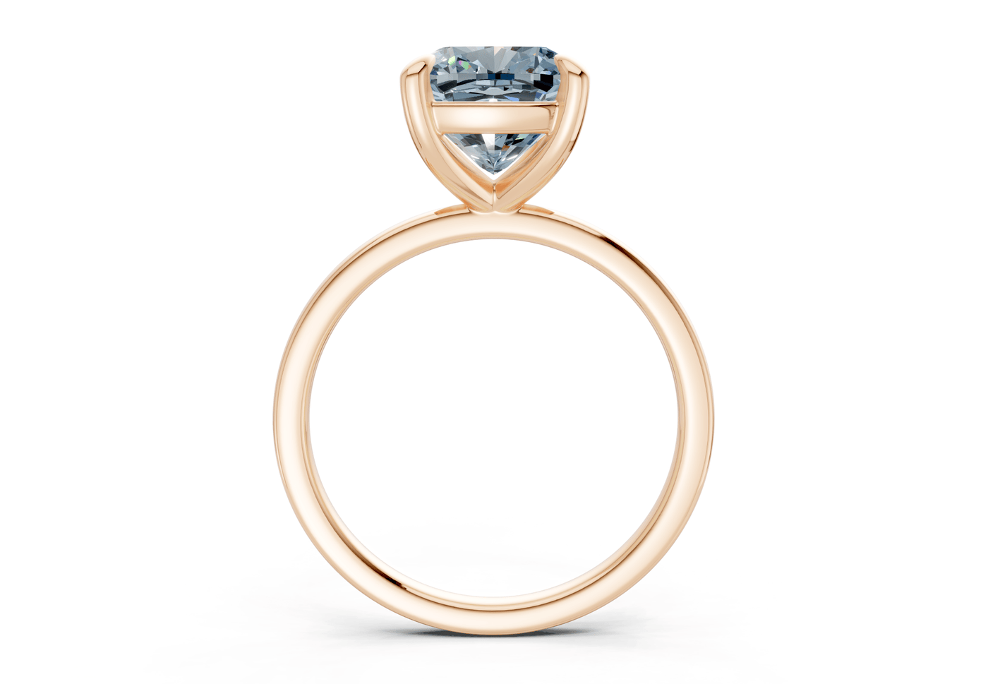 Clementine Blue Diamond Solitaire Cushion Squareuare Cut 1.8mm Engagement Ring