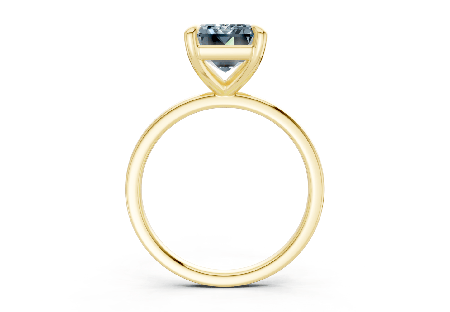 Clementine Blue Diamond Solitaire Emerald Cut 1.8mm Engagement Ring - Ring Premier