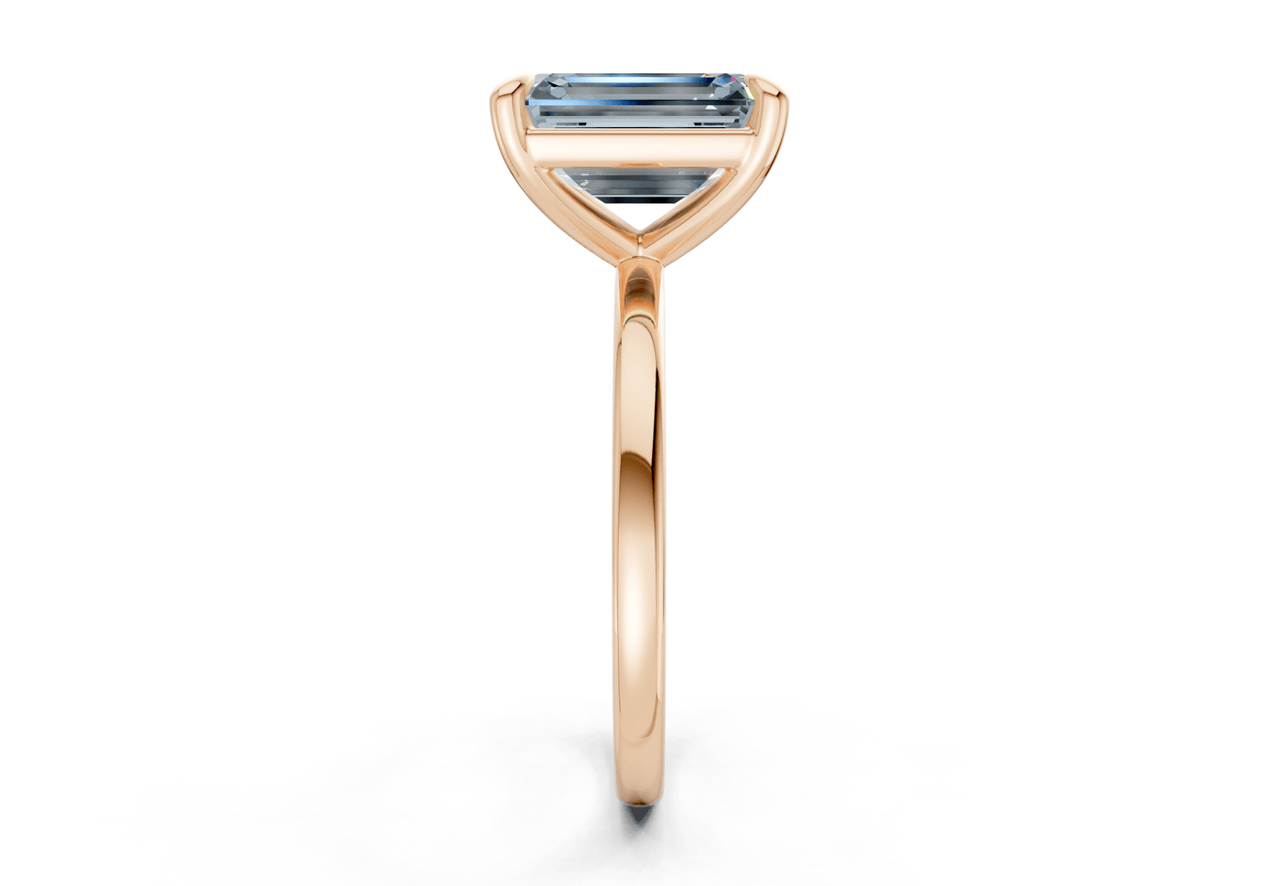 Clementine Blue Diamond Solitaire Emerald Cut 1.8mm Engagement Ring