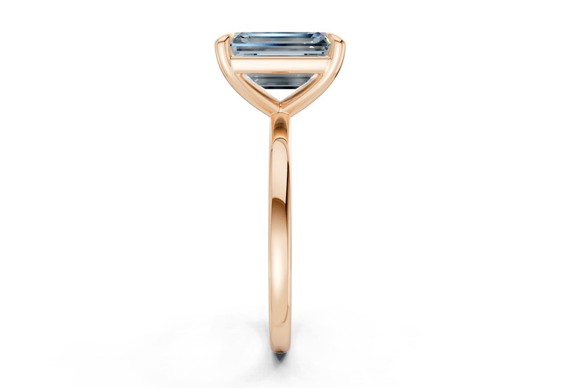 Clementine Blue Diamond Solitaire Emerald Cut 1.8mm Engagement Ring - Ring Premier