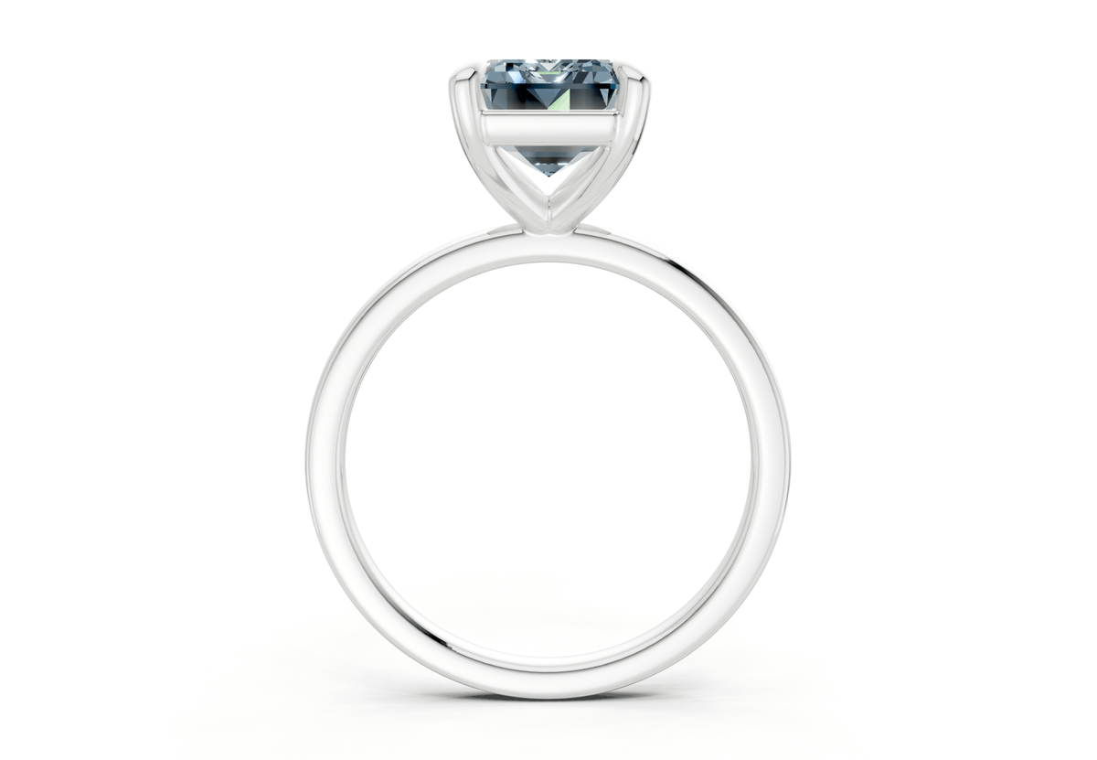 Clementine Blue Diamond Solitaire Emerald Cut 1.8mm Engagement Ring