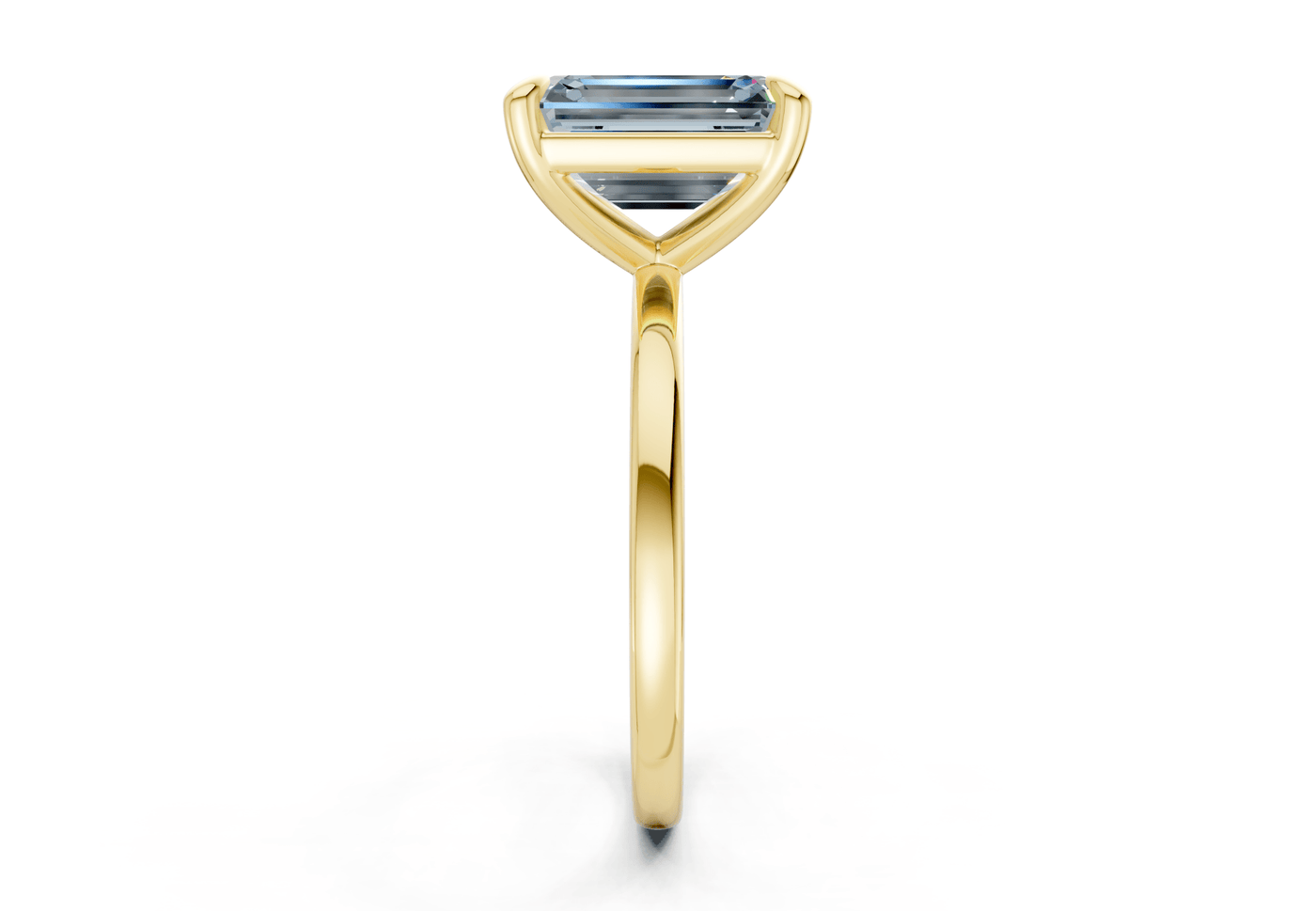 Clementine Blue Diamond Solitaire Emerald Cut 1.8mm Engagement Ring