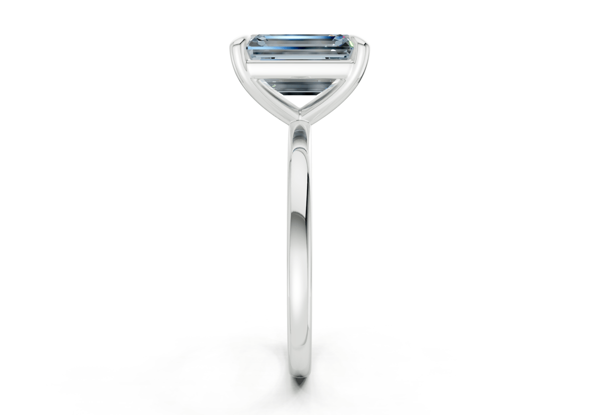 Clementine Blue Diamond Solitaire Emerald Cut 1.8mm Engagement Ring