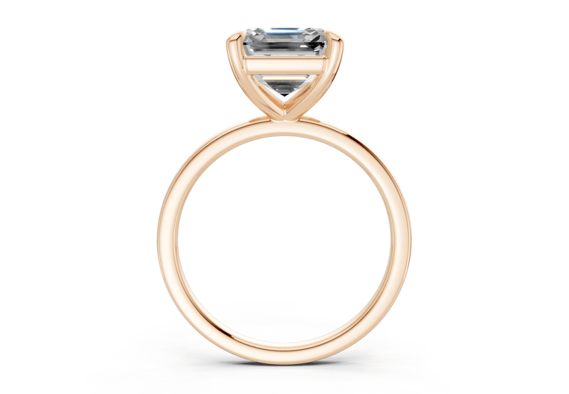 Clementine Diamond Solitaire Asscher Cut 1.8mm Engagement Ring - Ring Premier