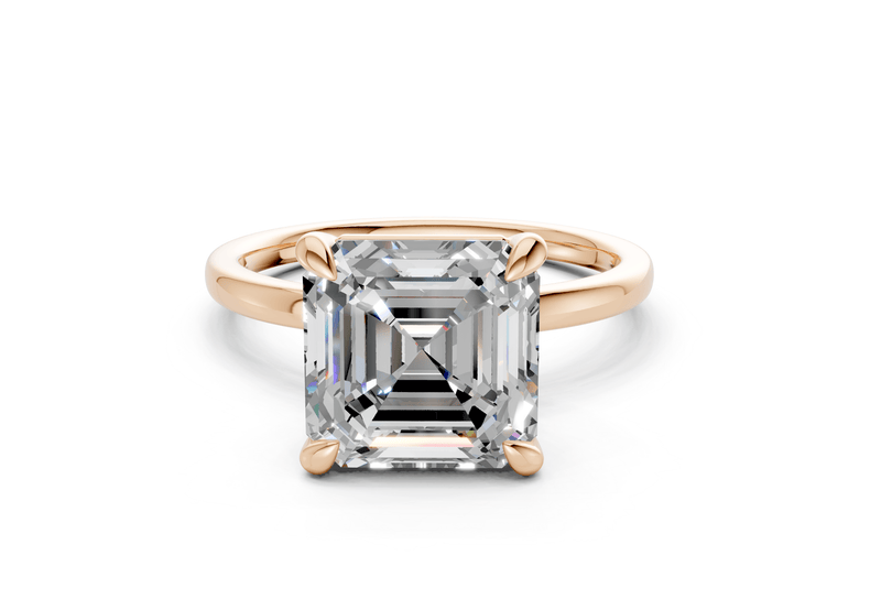 Clementine Diamond Solitaire Asscher Cut 1.8mm Engagement Ring - Ring Premier