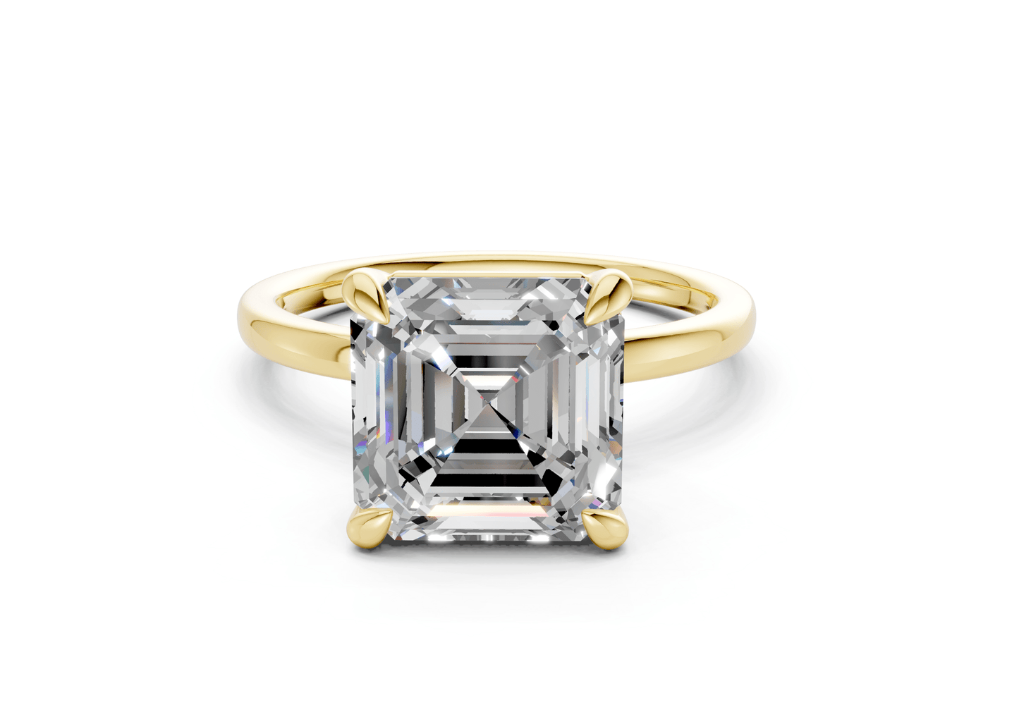 Clementine Diamond Solitaire Asscher Cut 1.8mm Engagement Ring - Ring Premier