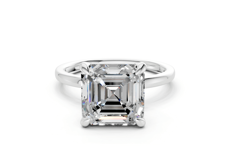 Clementine Diamond Solitaire Asscher Cut 1.8mm Engagement Ring - Ring Premier