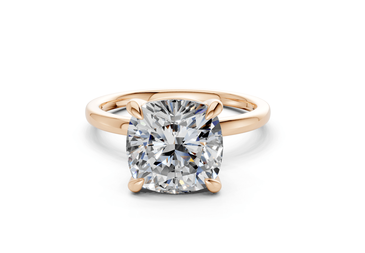 Clementine Diamond Solitaire Cushion Squareuare Cut 1.8mm Engagement Ring