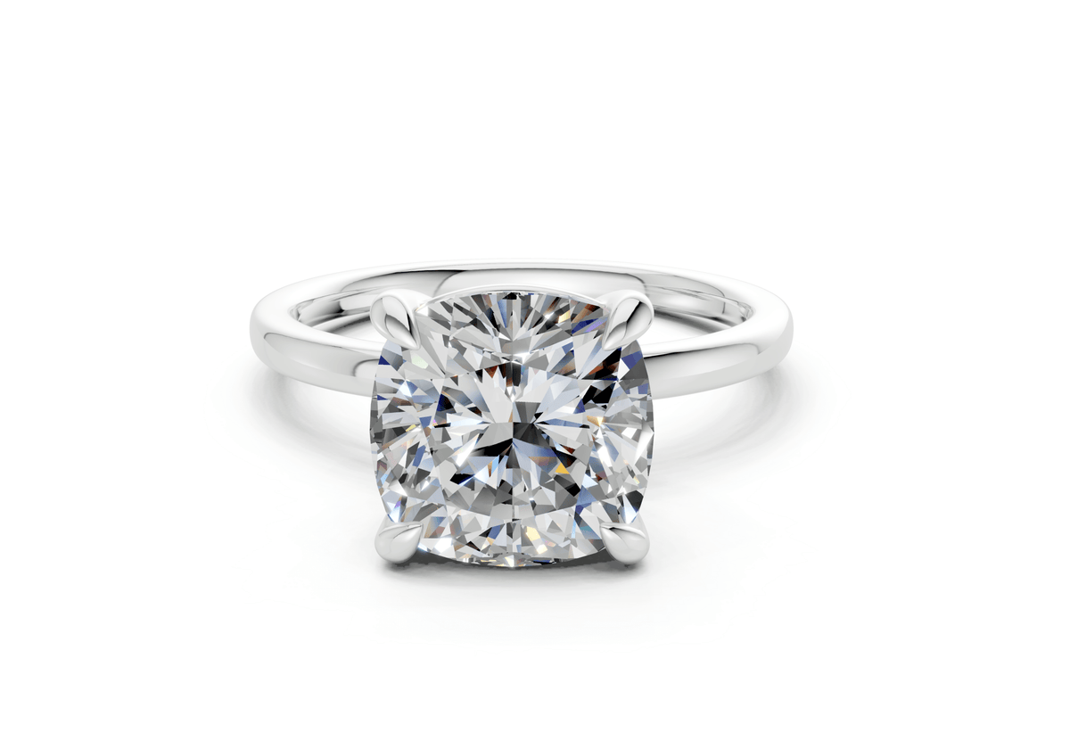 Clementine Diamond Solitaire Cushion Squareuare Cut 1.8mm Engagement Ring