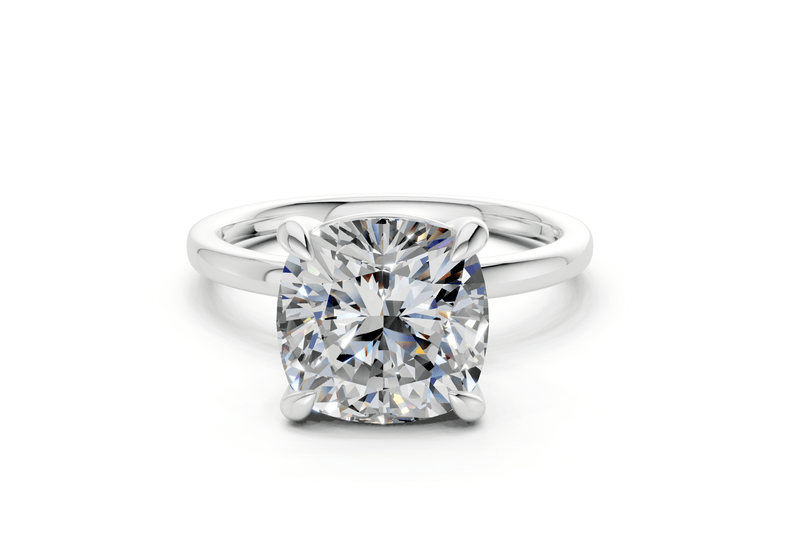 Clementine Diamond Solitaire Cushion Squareuare Cut 1.8mm Engagement Ring - Ring Premier