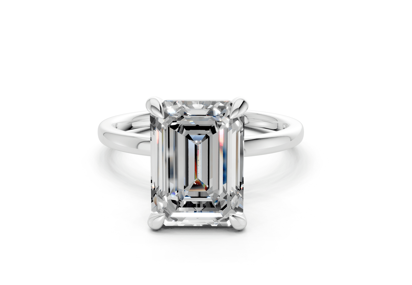 Clementine Diamond Solitaire Emerald Cut 1.8mm Engagement Ring