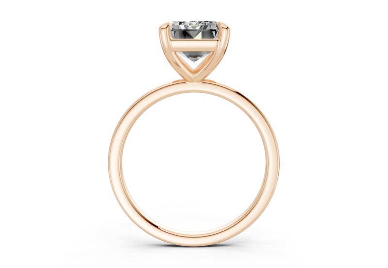 Clementine Diamond Solitaire Emerald Cut 1.8mm Engagement Ring - Ring Premier