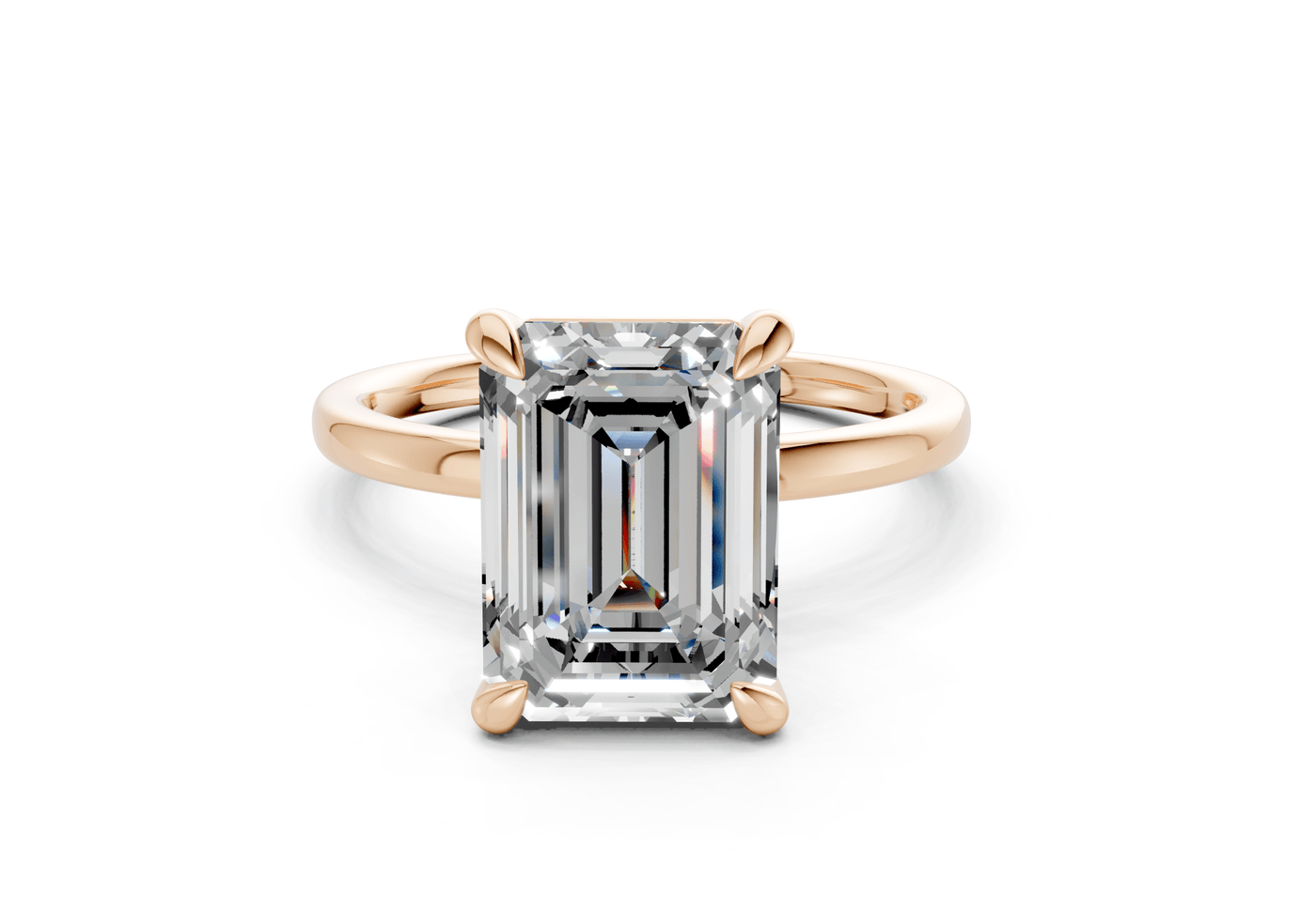 Clementine Diamond Solitaire Emerald Cut 1.8mm Engagement Ring