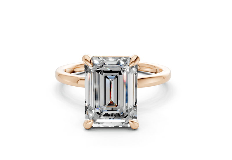 Clementine Diamond Solitaire Emerald Cut 1.8mm Engagement Ring - Ring Premier