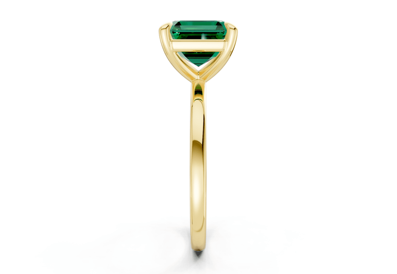Clementine Emerald Gemstone Solitaire Asscher Cut 1.8mm Engagement Ring - Ring Premier