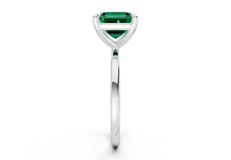 Clementine Emerald Gemstone Solitaire Asscher Cut 1.8mm Engagement Ring - Ring Premier