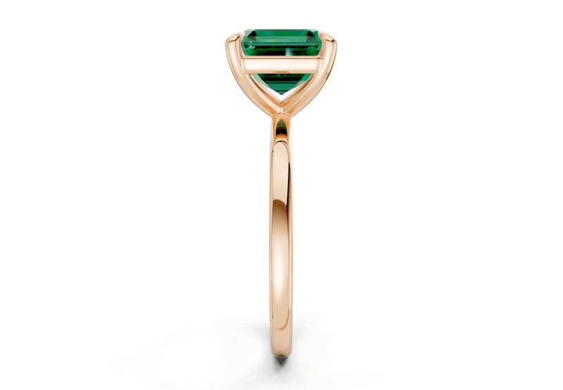 Clementine Emerald Gemstone Solitaire Asscher Cut 1.8mm Engagement Ring - Ring Premier