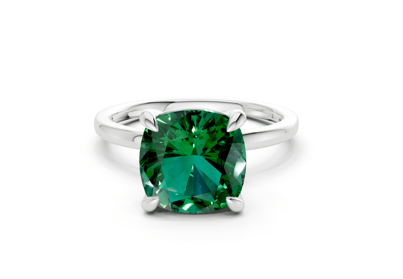 Clementine Emerald Gemstone Solitaire Cushion Squareuare Cut 1.8mm Engagement Ring - Ring Premier