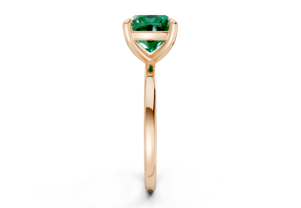 Clementine Emerald Gemstone Solitaire Cushion Squareuare Cut 1.8mm Engagement Ring