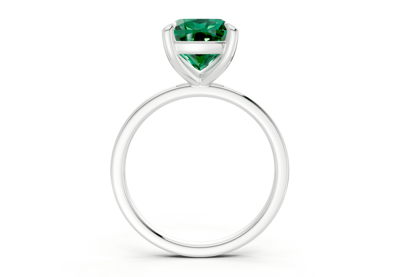 Clementine Emerald Gemstone Solitaire Cushion Squareuare Cut 1.8mm Engagement Ring
