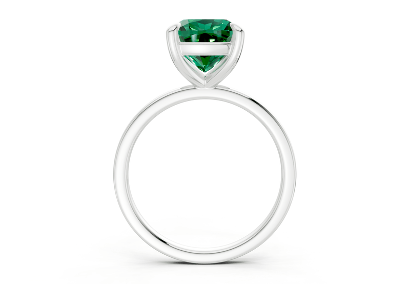 Clementine Emerald Gemstone Solitaire Cushion Squareuare Cut 1.8mm Engagement Ring - Ring Premier