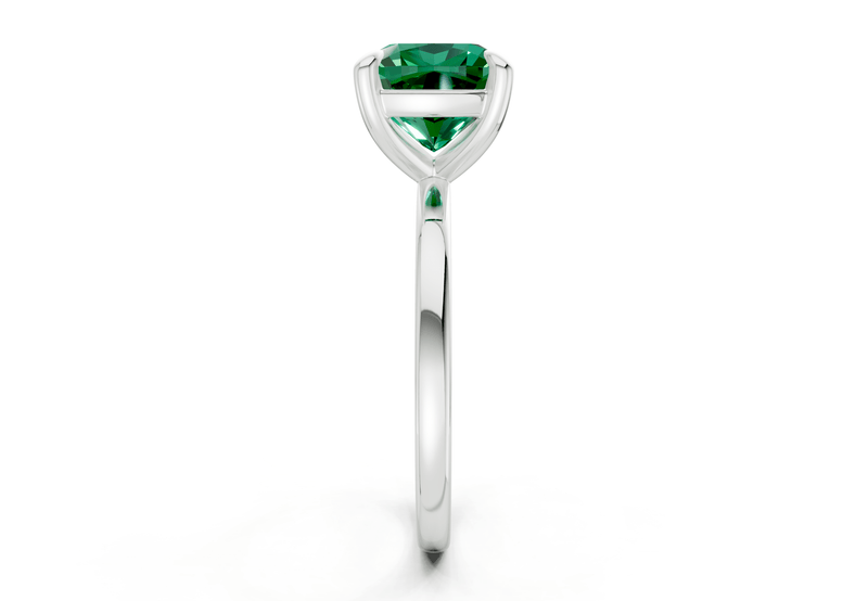 Clementine Emerald Gemstone Solitaire Cushion Squareuare Cut 1.8mm Engagement Ring - Ring Premier