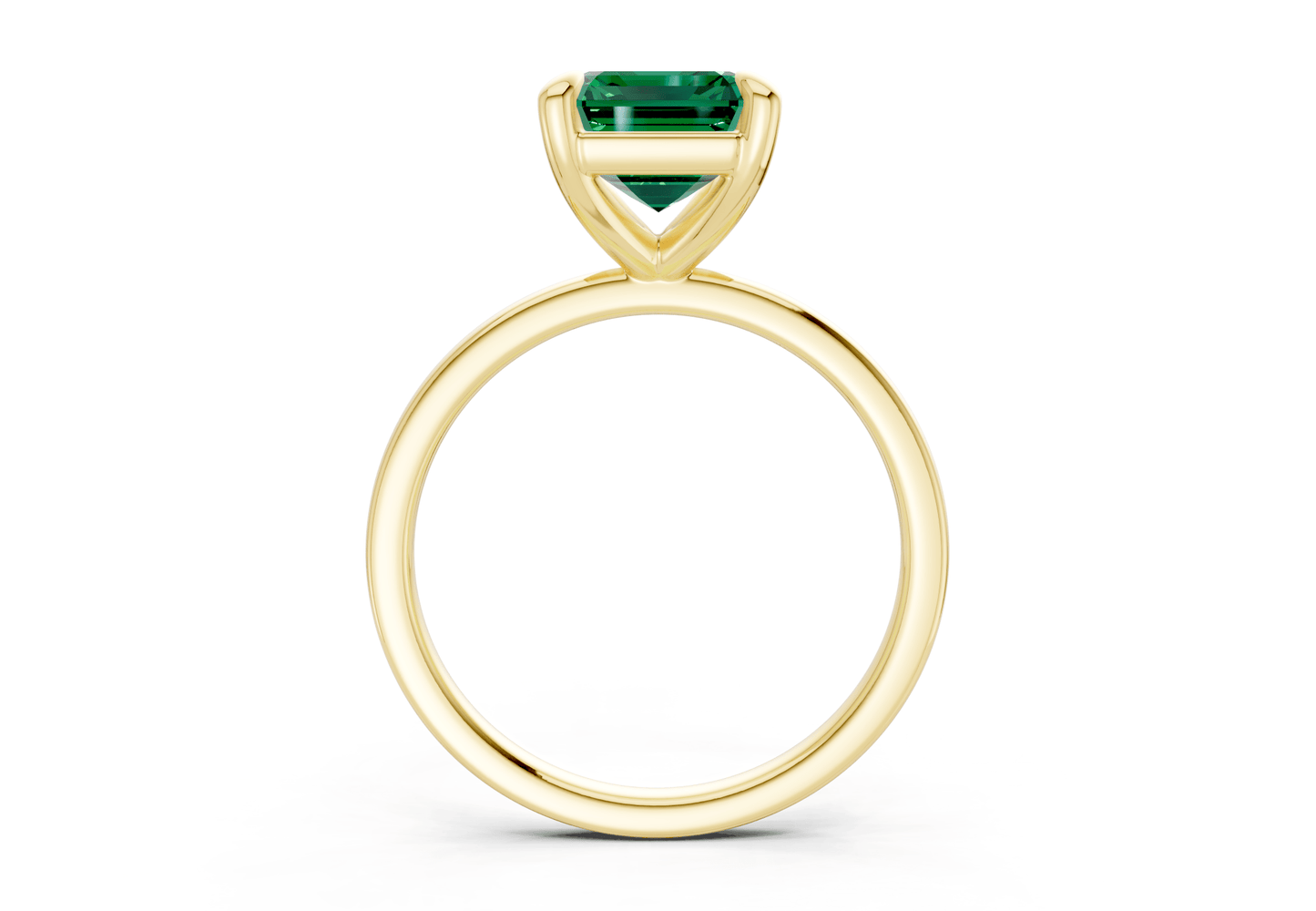 Clementine Emerald Gemstone Solitaire Emerald Cut 1.8mm Engagement Ring - Ring Premier