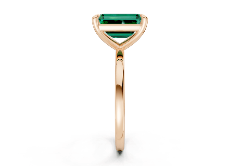 Clementine Emerald Gemstone Solitaire Emerald Cut 1.8mm Engagement Ring - Ring Premier