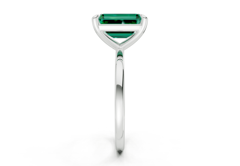 Clementine Emerald Gemstone Solitaire Emerald Cut 1.8mm Engagement Ring - Ring Premier