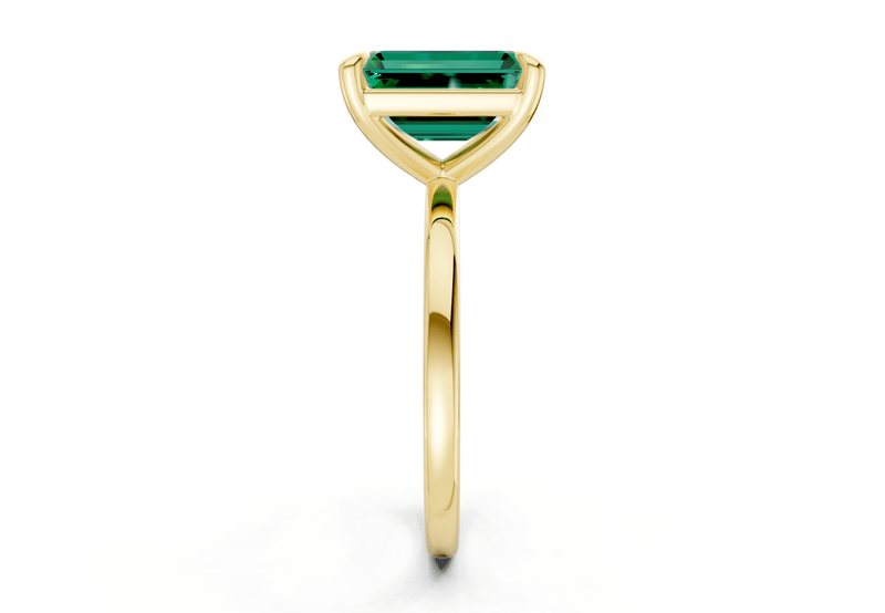 Clementine Emerald Gemstone Solitaire Emerald Cut 1.8mm Engagement Ring - Ring Premier
