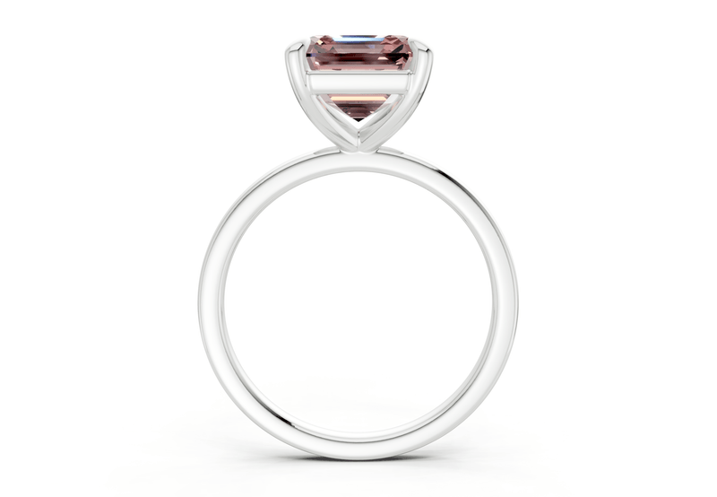 Clementine Pink Diamond Solitaire Asscher Cut 1.8mm Engagement Ring - Ring Premier