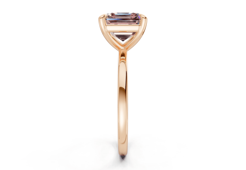 Clementine Pink Diamond Solitaire Asscher Cut 1.8mm Engagement Ring - Ring Premier