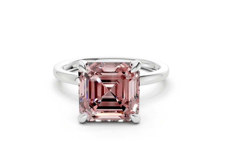 Clementine Pink Diamond Solitaire Asscher Cut 1.8mm Engagement Ring - Ring Premier