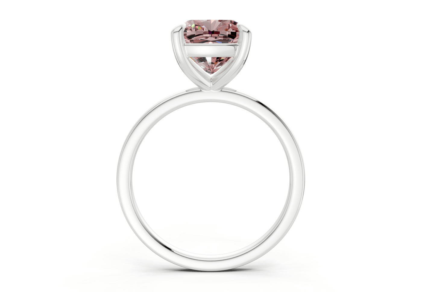 Clementine Pink Diamond Solitaire Cushion Squareuare Cut 1.8mm Engagement Ring