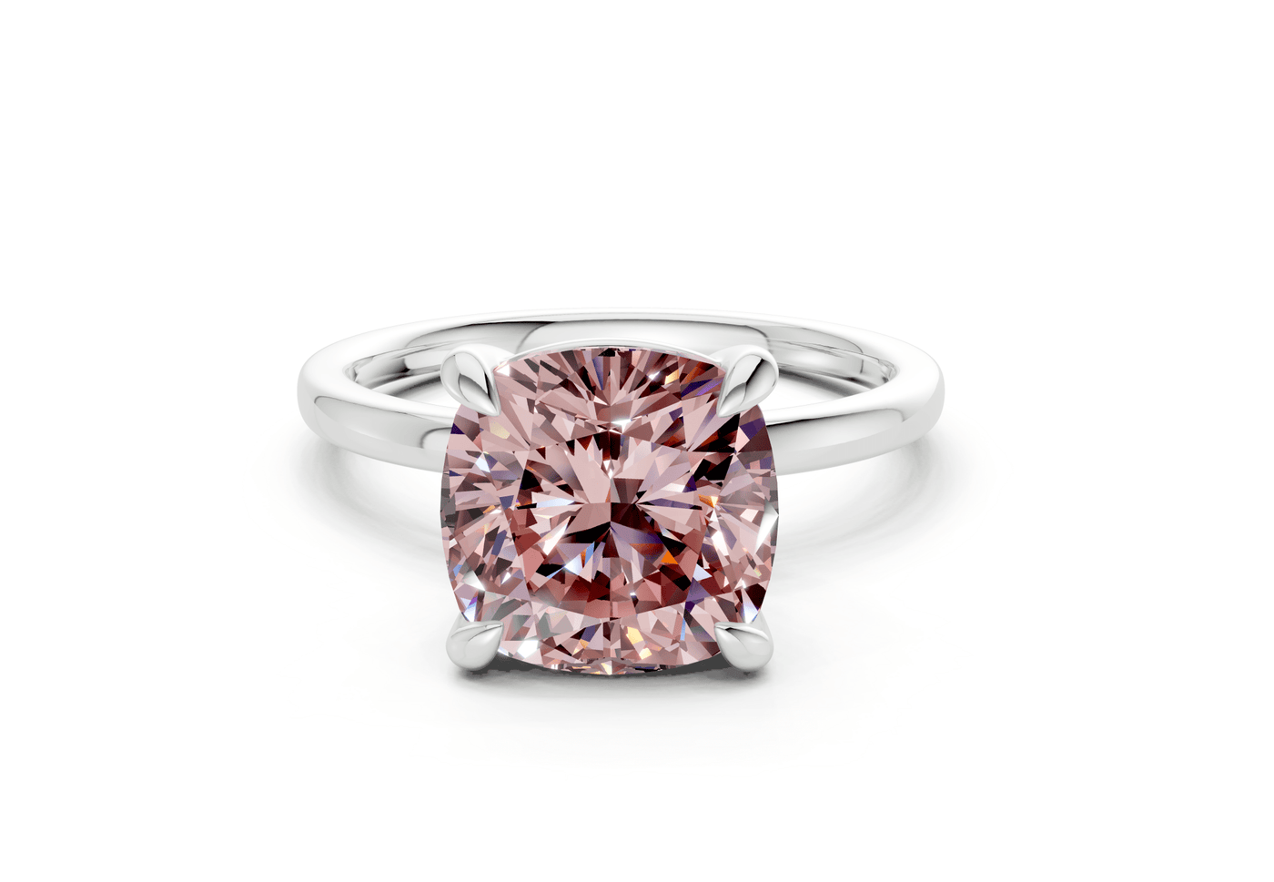 Clementine Pink Diamond Solitaire Cushion Squareuare Cut 1.8mm Engagement Ring