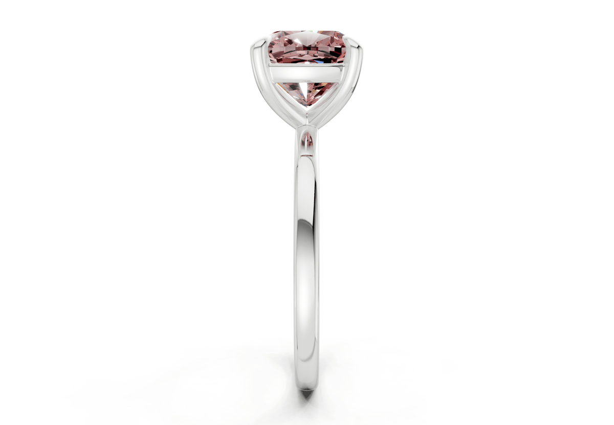 Clementine Pink Diamond Solitaire Cushion Squareuare Cut 1.8mm Engagement Ring