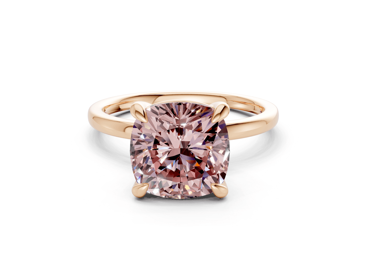 Clementine Pink Diamond Solitaire Cushion Squareuare Cut 1.8mm Engagement Ring