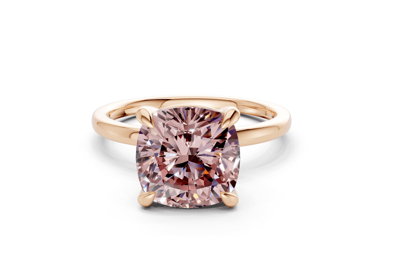 Clementine Pink Diamond Solitaire Cushion Squareuare Cut 1.8mm Engagement Ring - Ring Premier