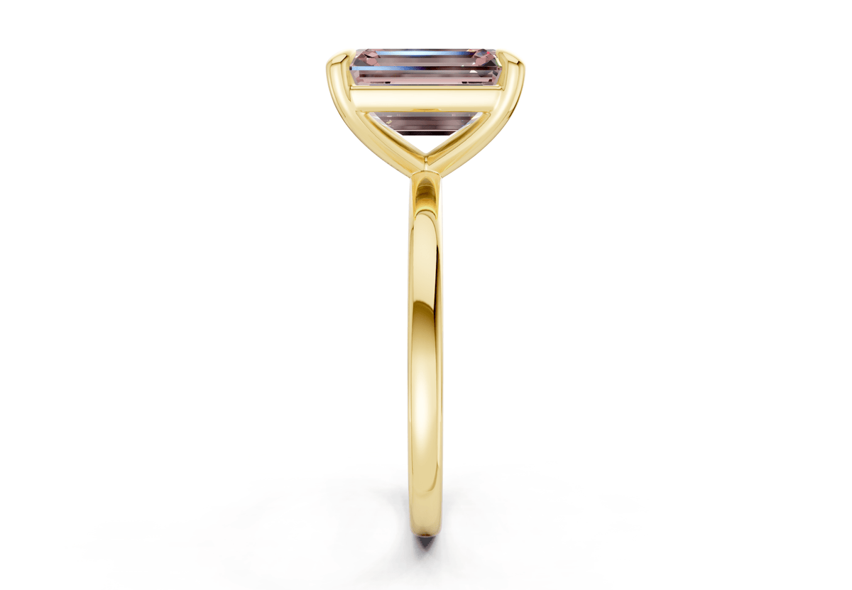 Clementine Pink Diamond Solitaire Emerald Cut 1.8mm Engagement Ring